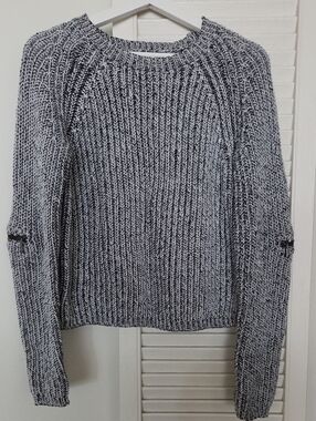 if it were me Black & White Marled Crewneck Sweater